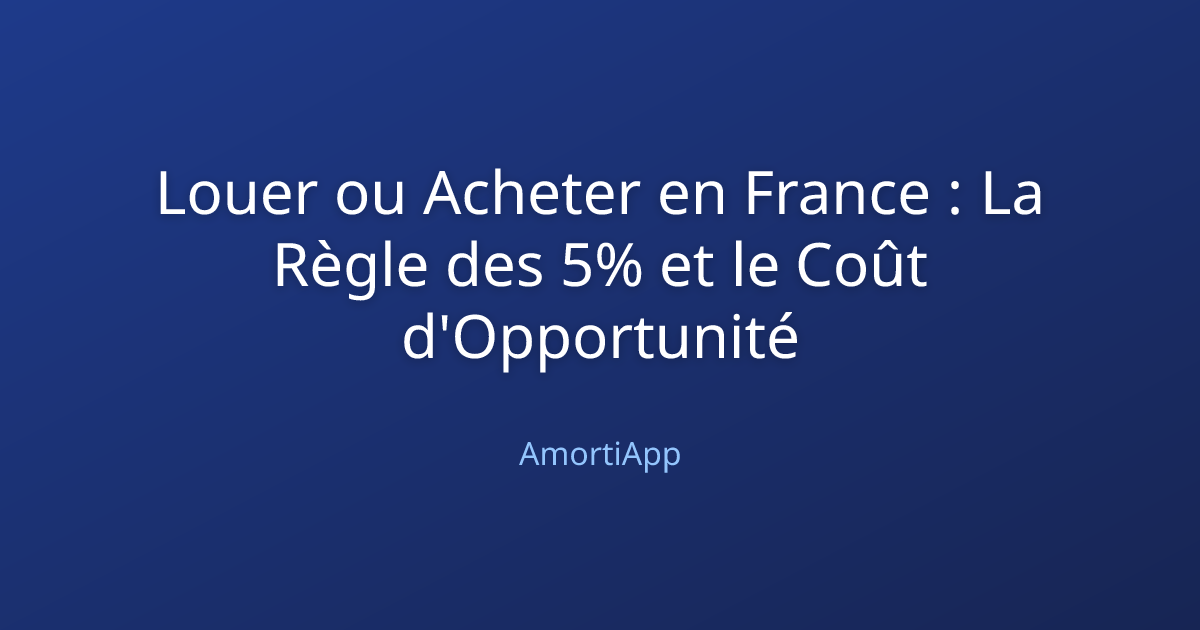 Louer ou Acheter en France : La Règle des 5% et le Coût d'Opportunité